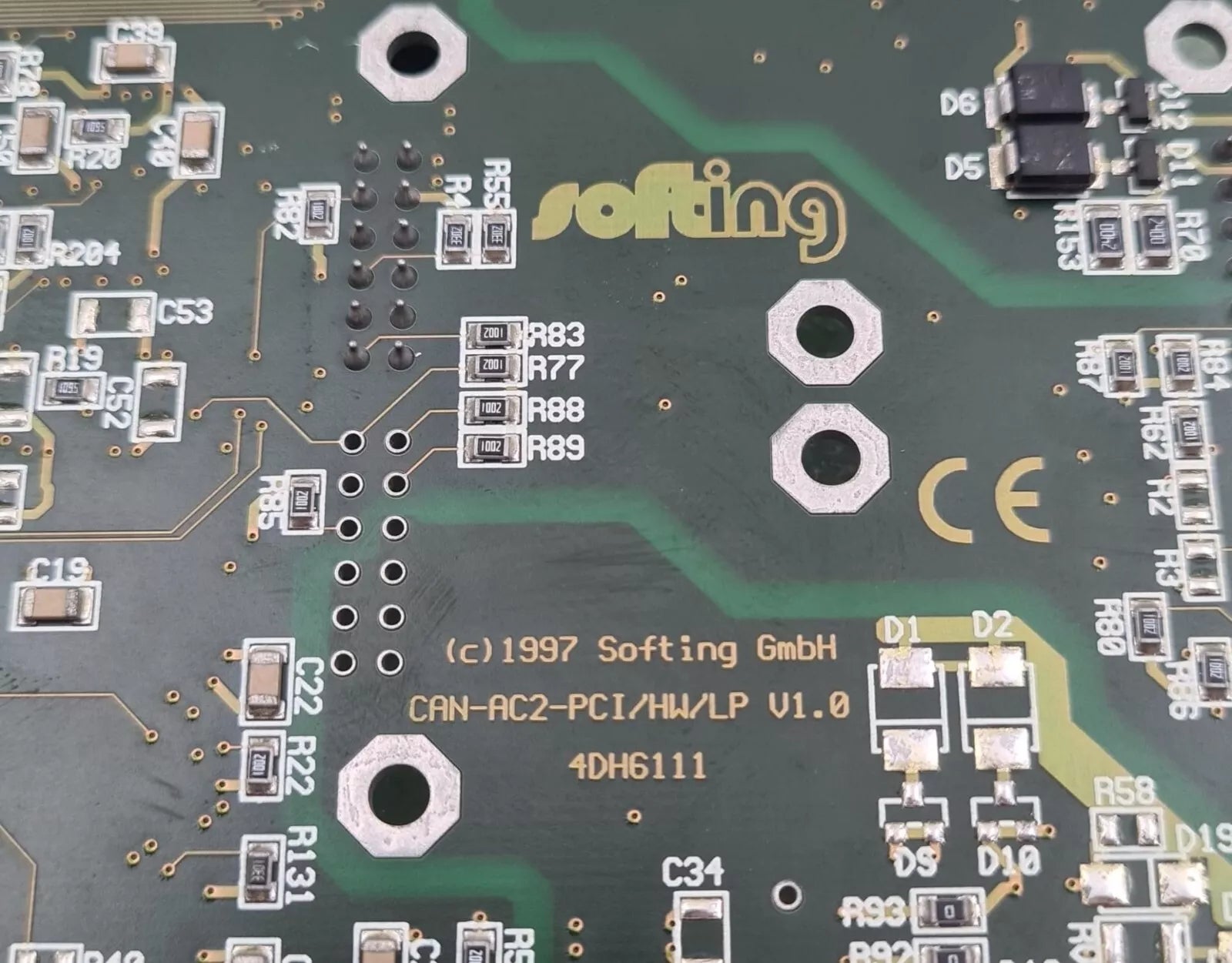 Softing CAN-AC1-PCI CAN-AC2-I/HW V1.01 4DH6111 CANBUS PCI Communication Card PCB