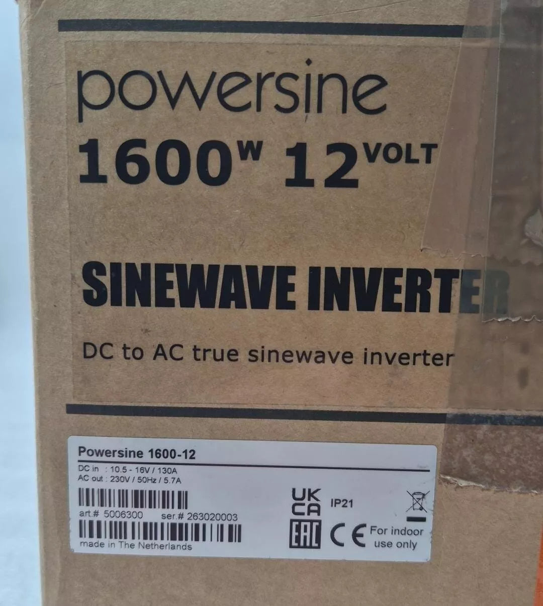 TBS Powersine 1600-12 1600W 12V to 230V true sinewave inverter