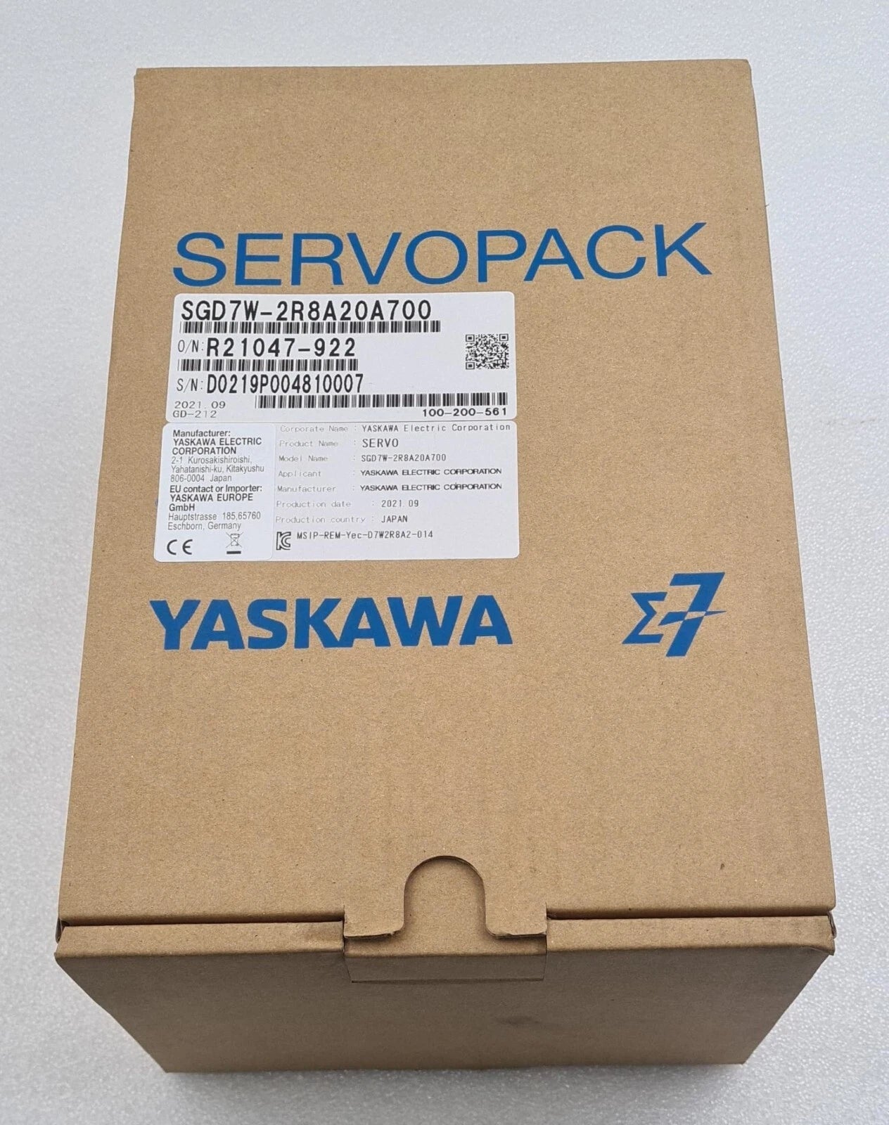 NEW - YASKAWA SERVOPACK SERVO SGD7W-2R8A20A 700 Servo Driver 200V