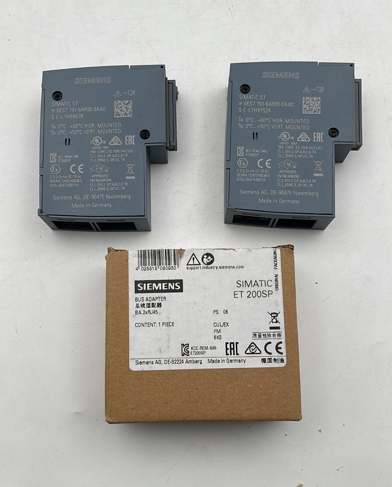 Siemens ET200SP 6ES7 193-6AR00-0AA0 bus adapter lot of 3