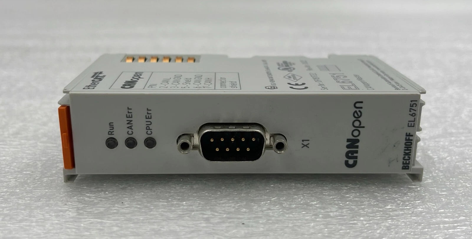 Beckhoff EL6751 CANopen D-Sub connector side view