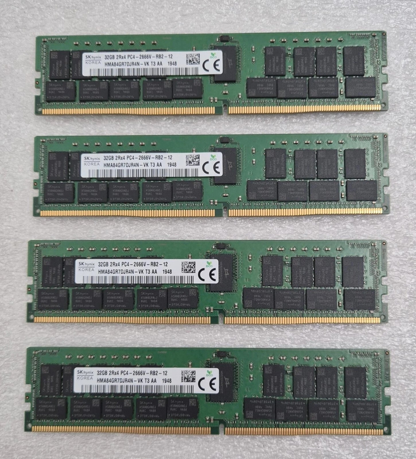 [LOT OF 4] SK hynix 32GB 2Rx4 PC4-2666V HMA84GR7DJR4N-VK DDR4 SERVER RAM Memory