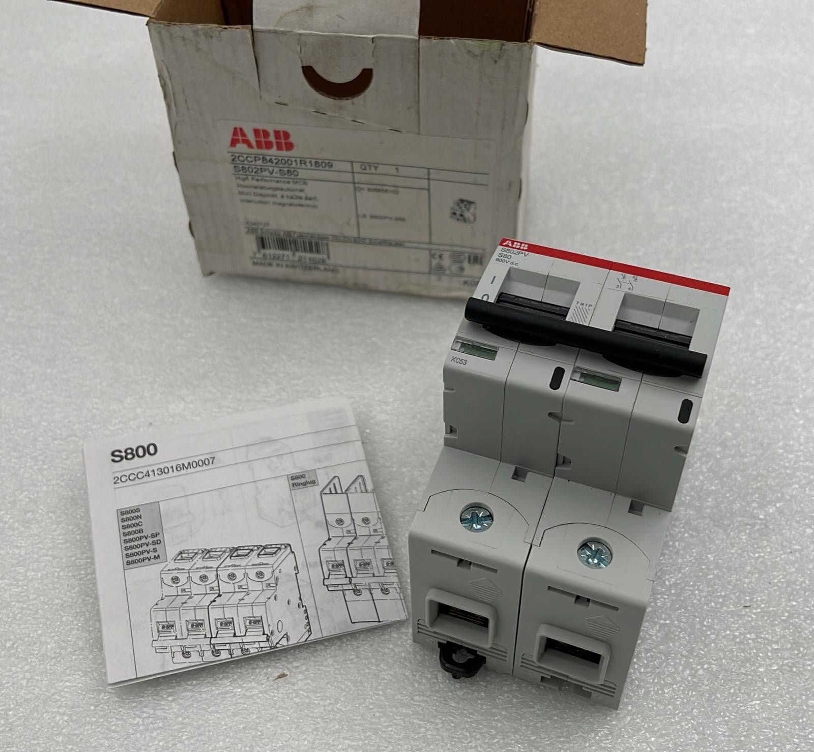 ABB S802PV-S80 High Performance MCB 2CCP842001R1809 800V