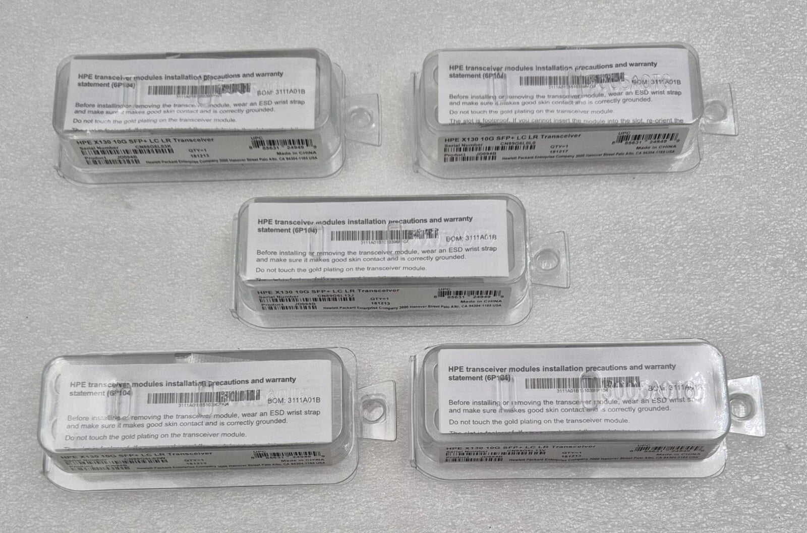 [LOT 5 PCS] NEW - HPE JD094B X130 10G SFP+ LC LR RTXM228-401 Transceiver Module
