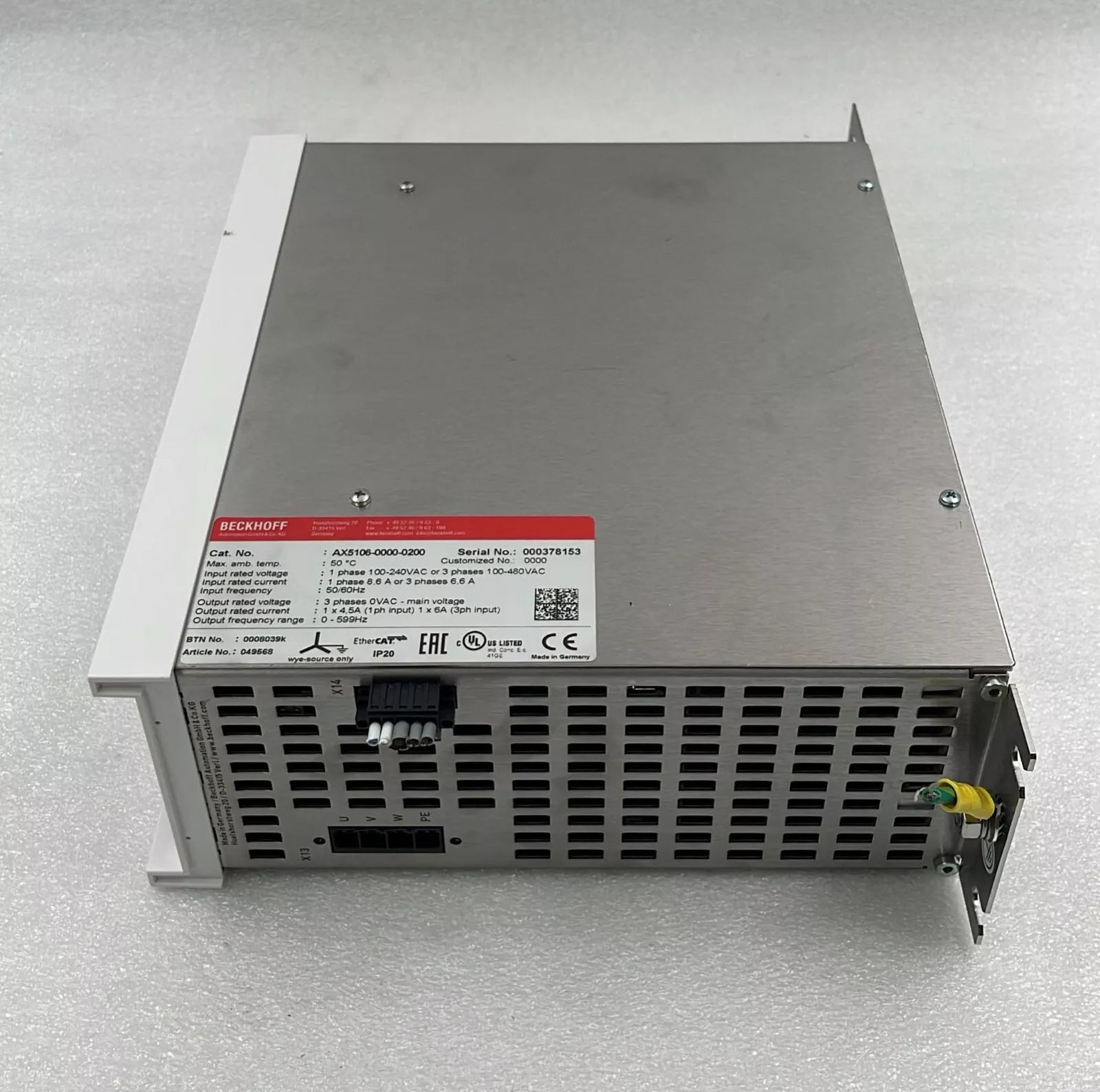 BECKHOFF AX5106-0000-0200 Digital Compact Servo Drive 1-channel W/ AX5805