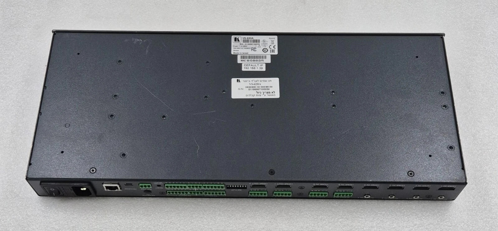 Kramer VS-62HA 6x2 HDMI / Audio Matrix Switcher Automatic UHD