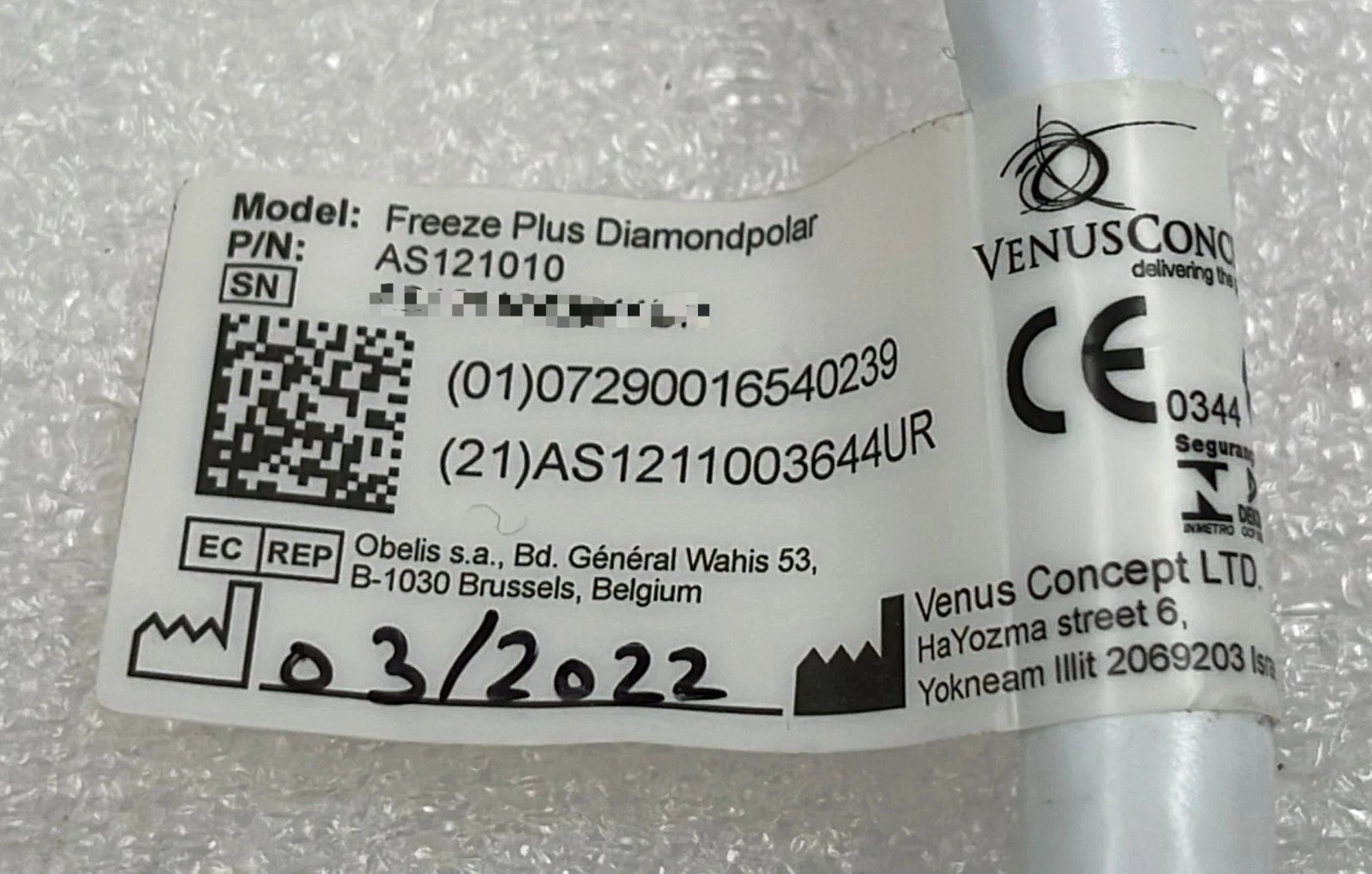 Venus Concept Freeze Plus Diamondpolar Applicator Handpiece AS121010 **AS-IS**
