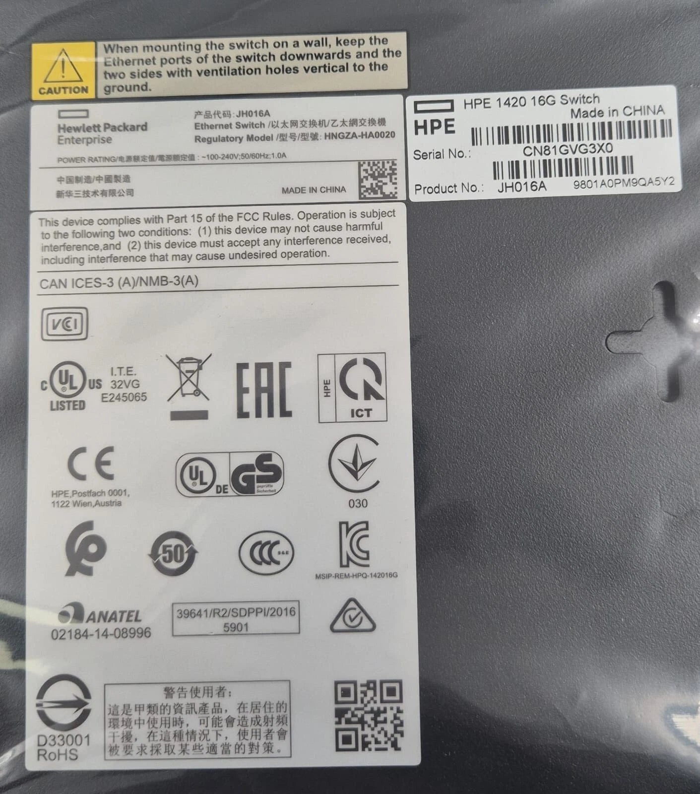 *NEW* HPE OfficeConnect 1420 Series Switch JH016A 16G 16-Port Gigabit Switch