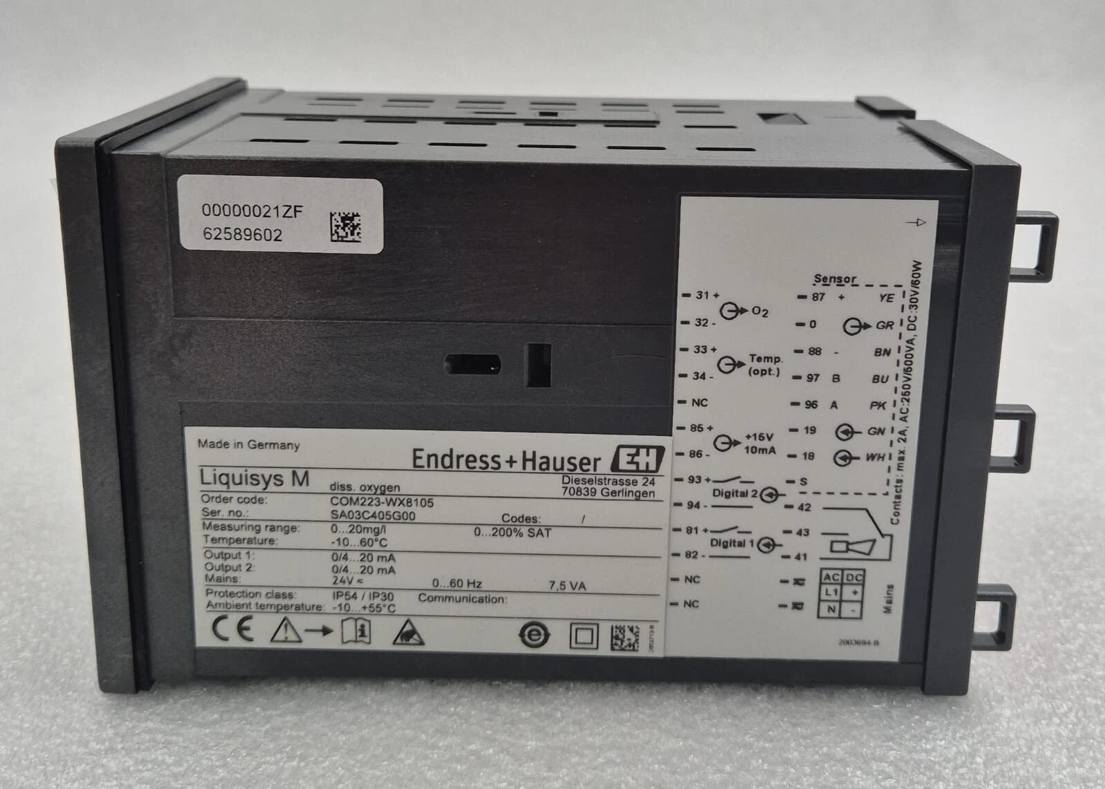 Endress+Hauser Liquisys M COM223-WX8105 Diss Oxygen level monitoring Transmitter