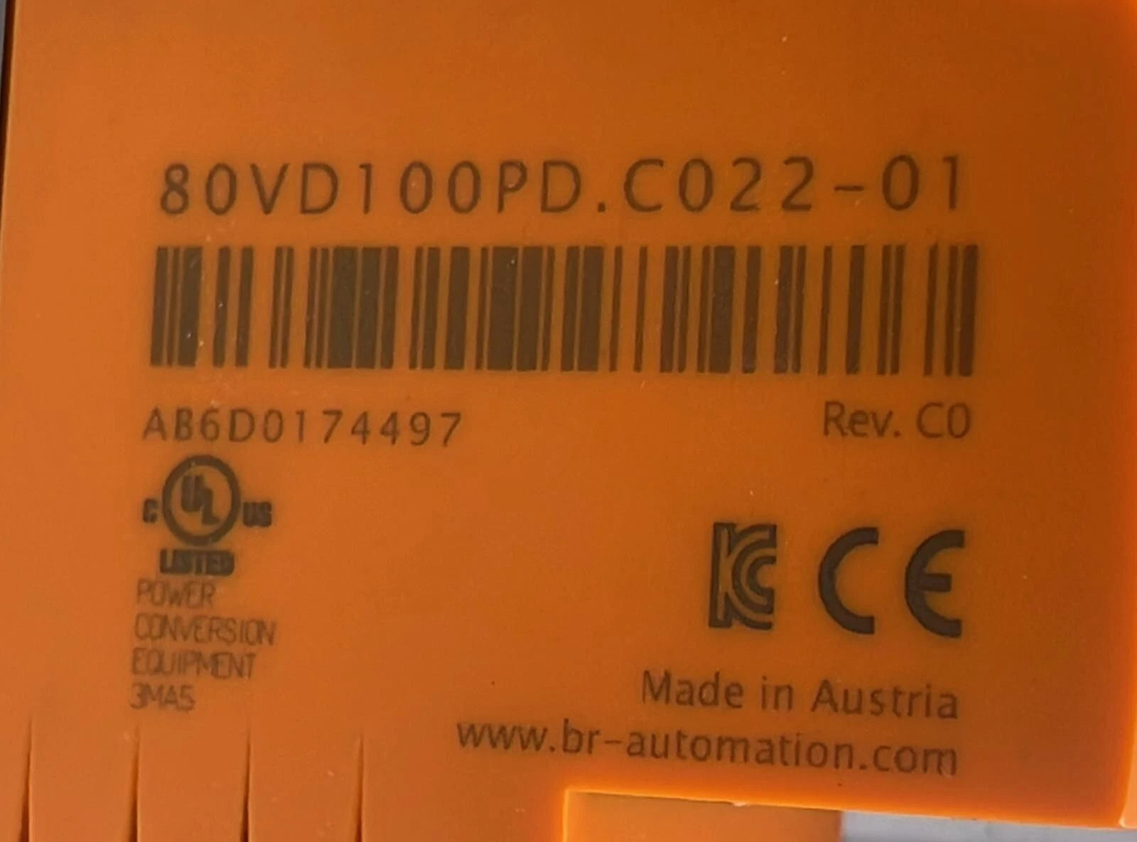 B&R Automation ACOPOS Micro 100D Servo Drive 80VD100PD.C022-01 Rev. C0