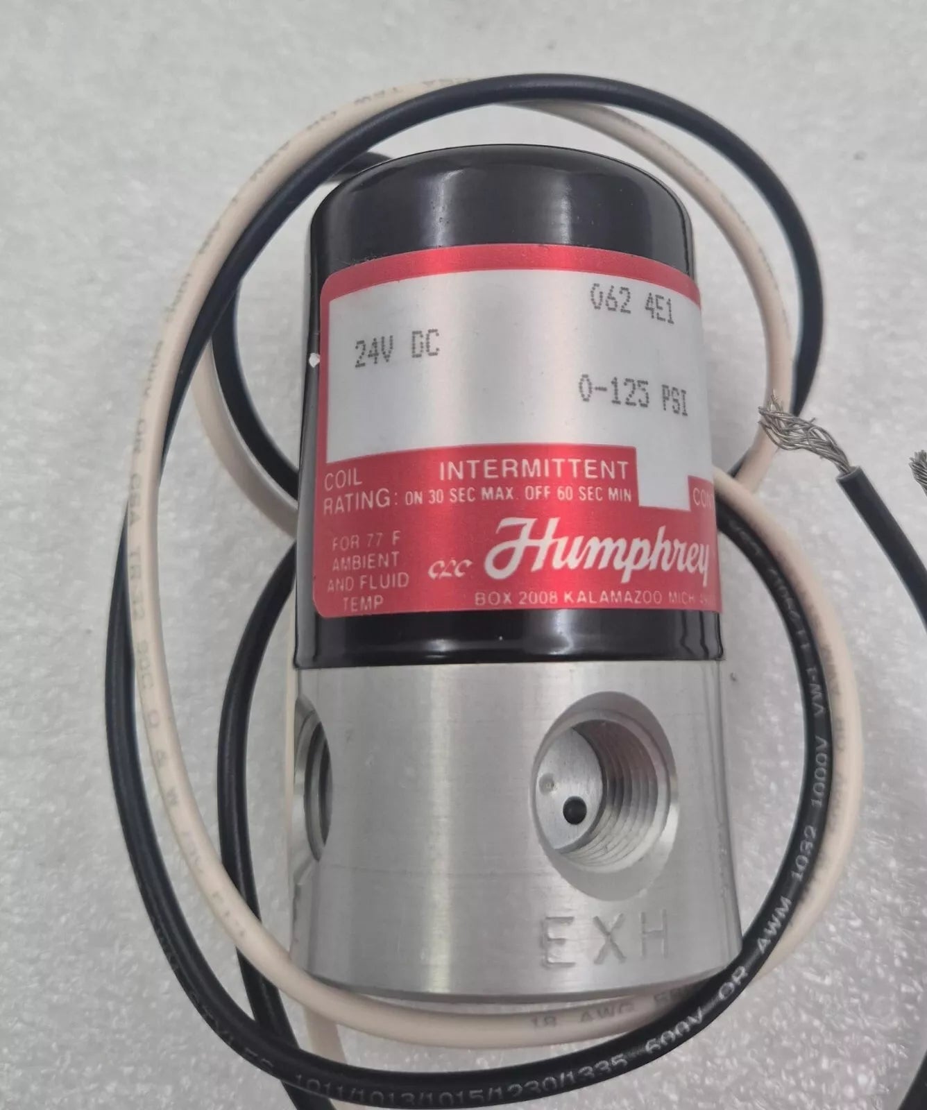 *NEW* Humphrey 062 4E1 24V DC Solenoid Valve 6.7W 0-125PSI