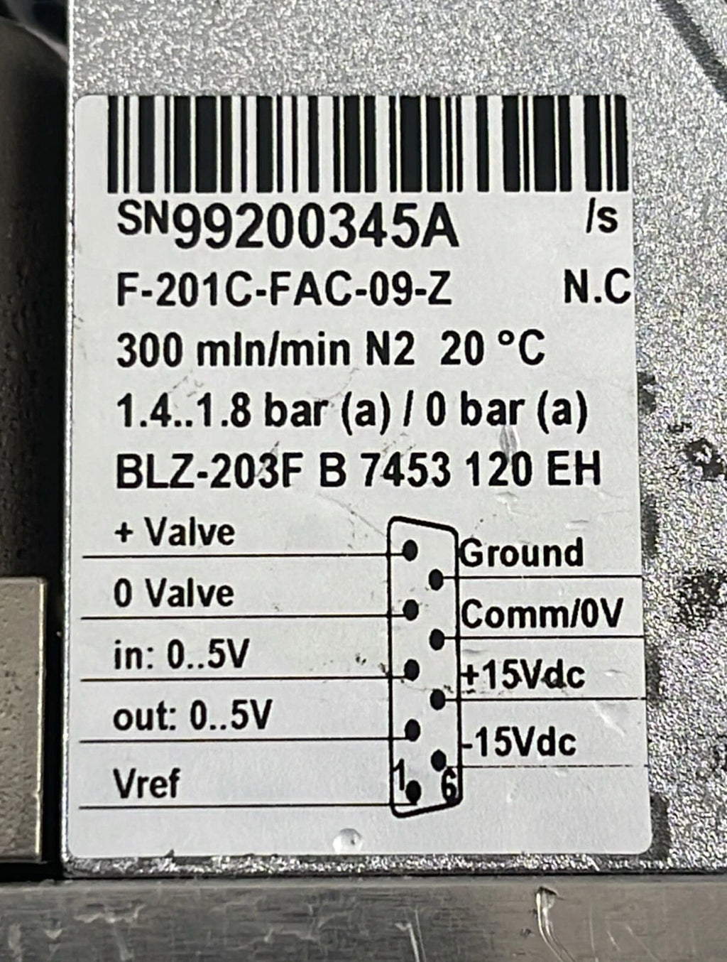 BronkHorst EL-FLOW F-201C-FAC-09-Z Mass Flow Meter Controller 1.4-1.8bar