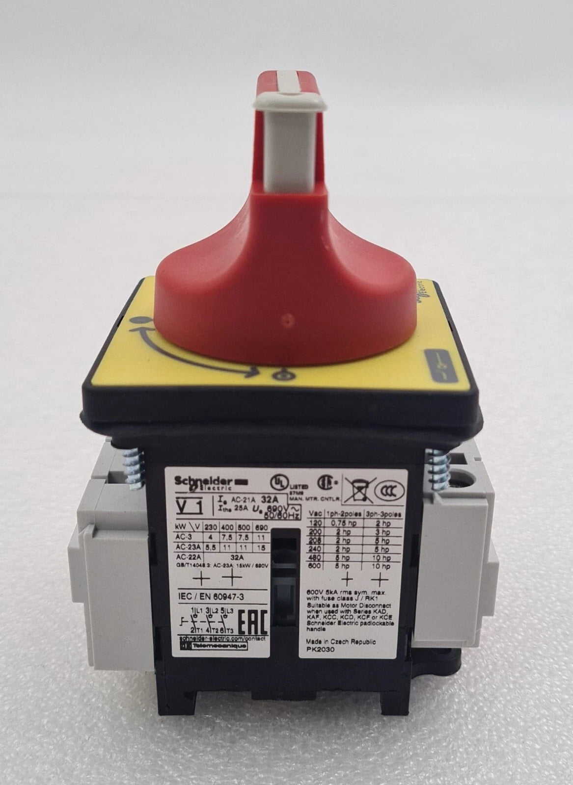 Schneider Electric V1 IEC / EN 60947-3 Main Emergency On Off Switch 32A W/ VZ 11