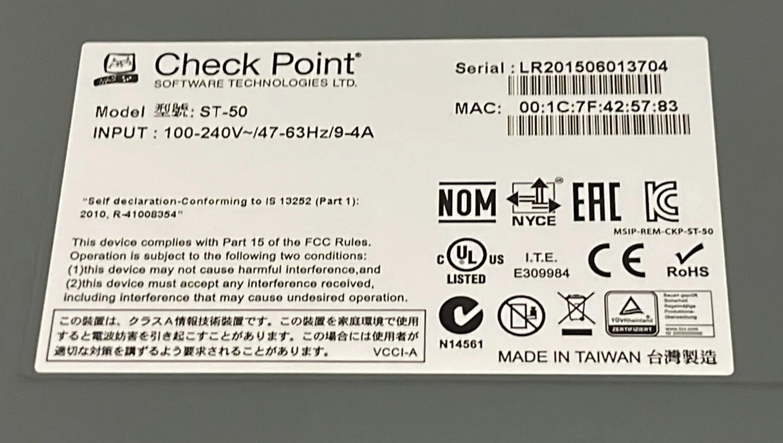 Check Point ST-50 Smart-1 3050 Firewall Security Appliance VPN W/ 32GB RAM