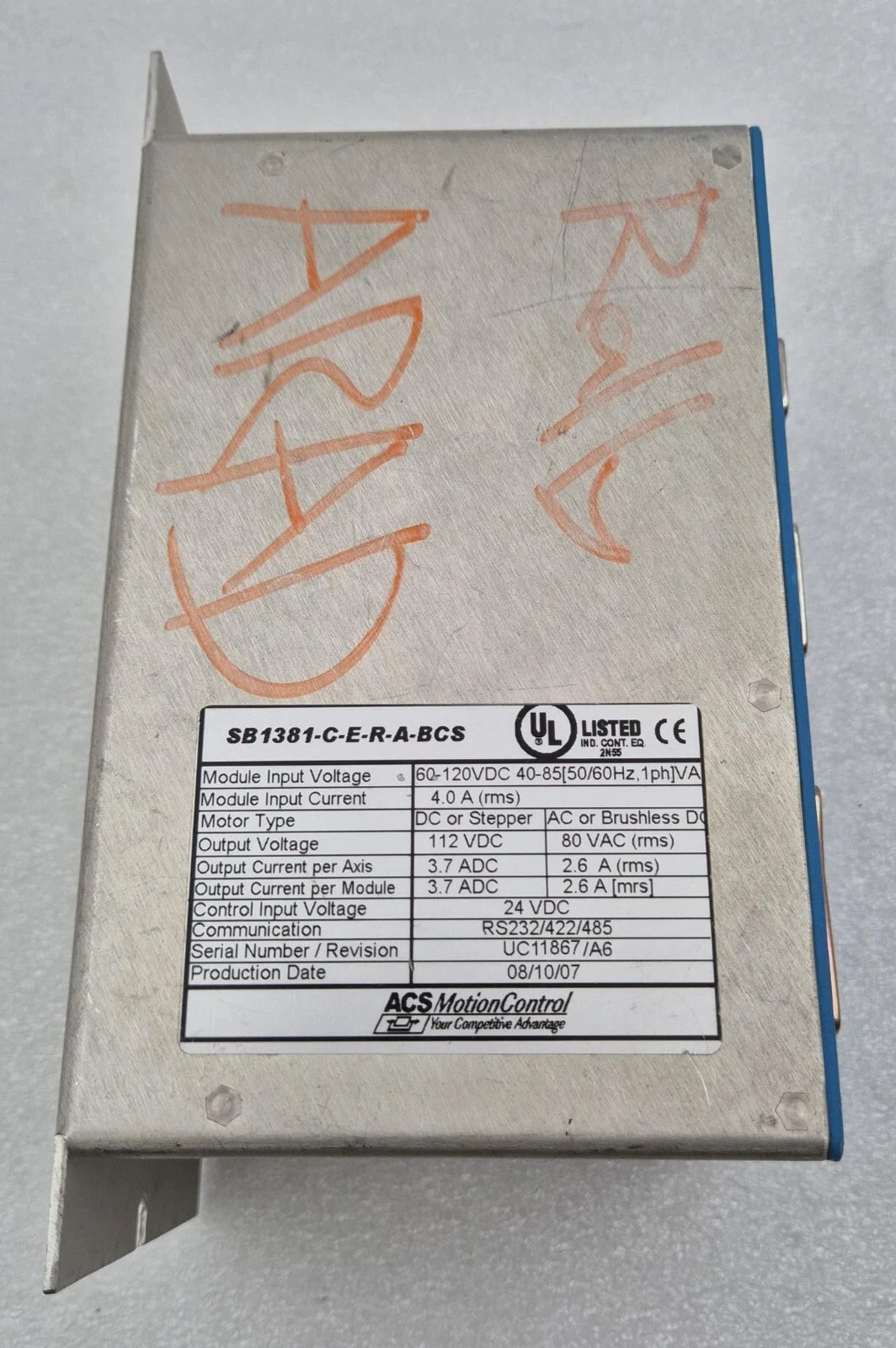 ACS MOTION CONTROL SB1381-C-E-R-A-BCS UNIVERSAL MOTION CONTROL MODULE **AS-IS**