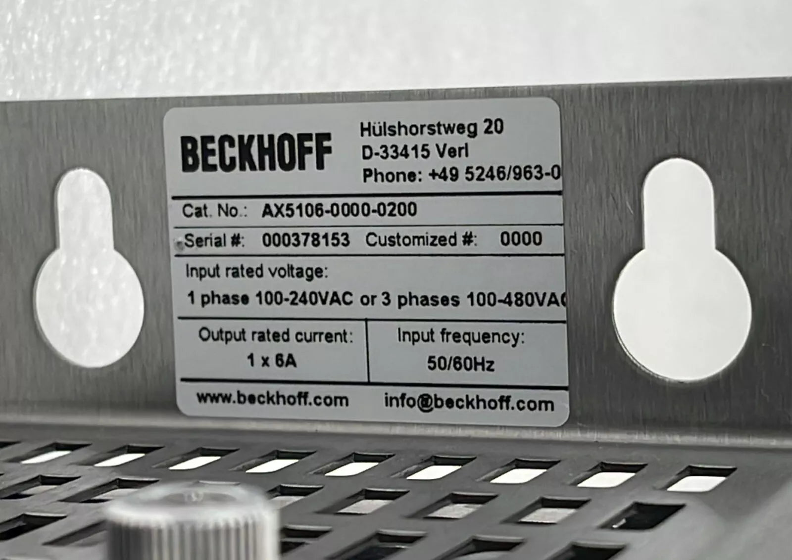 BECKHOFF AX5106-0000-0200 Digital Compact Servo Drive 1-channel W/ AX5805