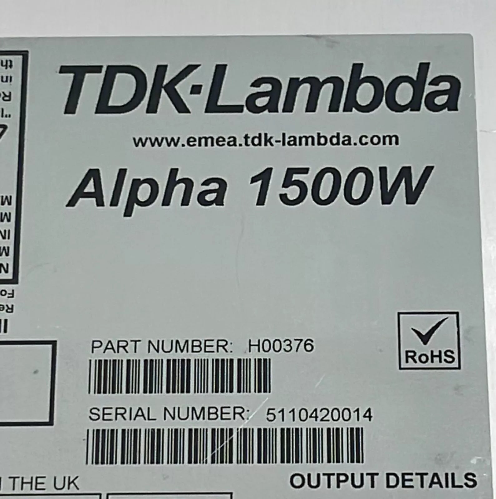 TDK-Lambda Alpha 1500W H00376 CA1500 Power Supply Module