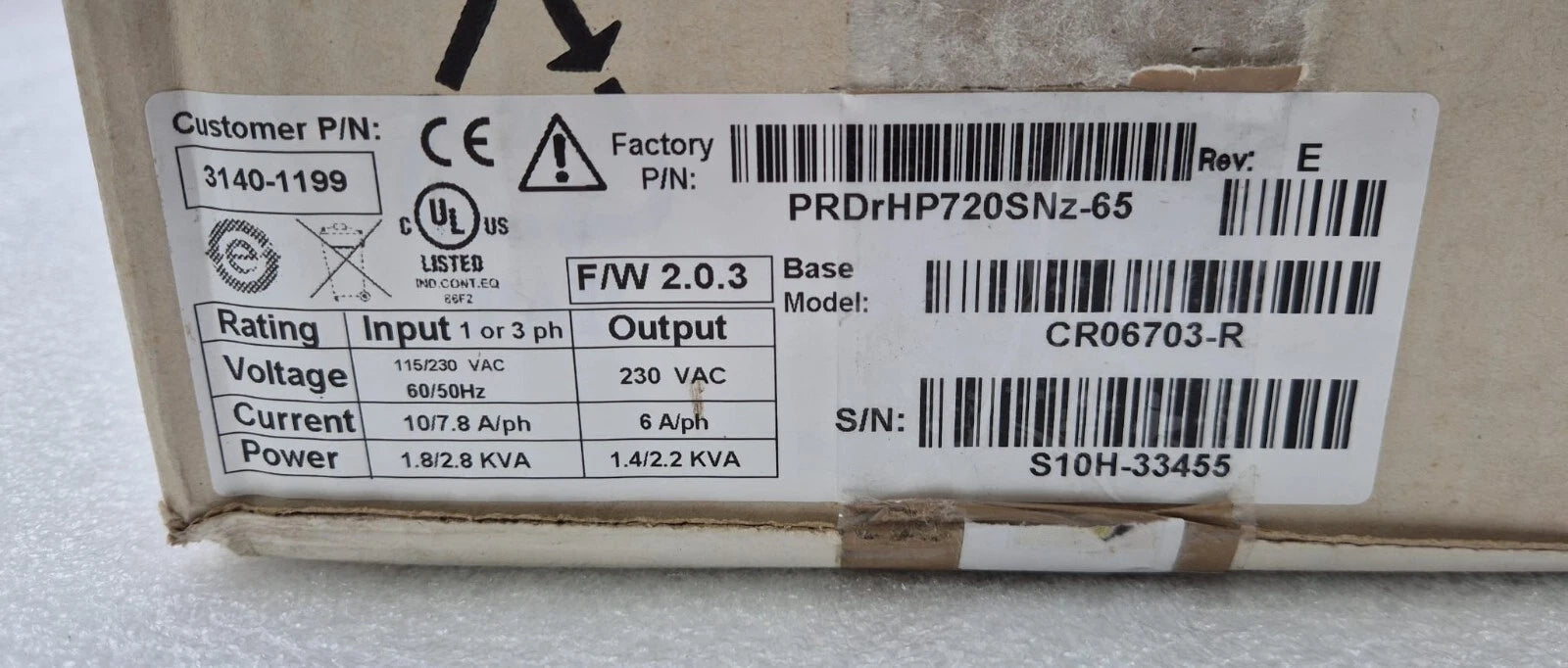 Kollmorgen Servotronix CD CR06703-R PRDrHP720SNz-65 3140-1199 Servo Controller