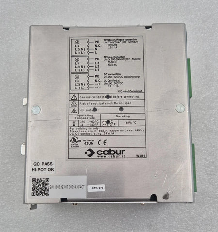 Cabur XCSW481D specification label rear panel