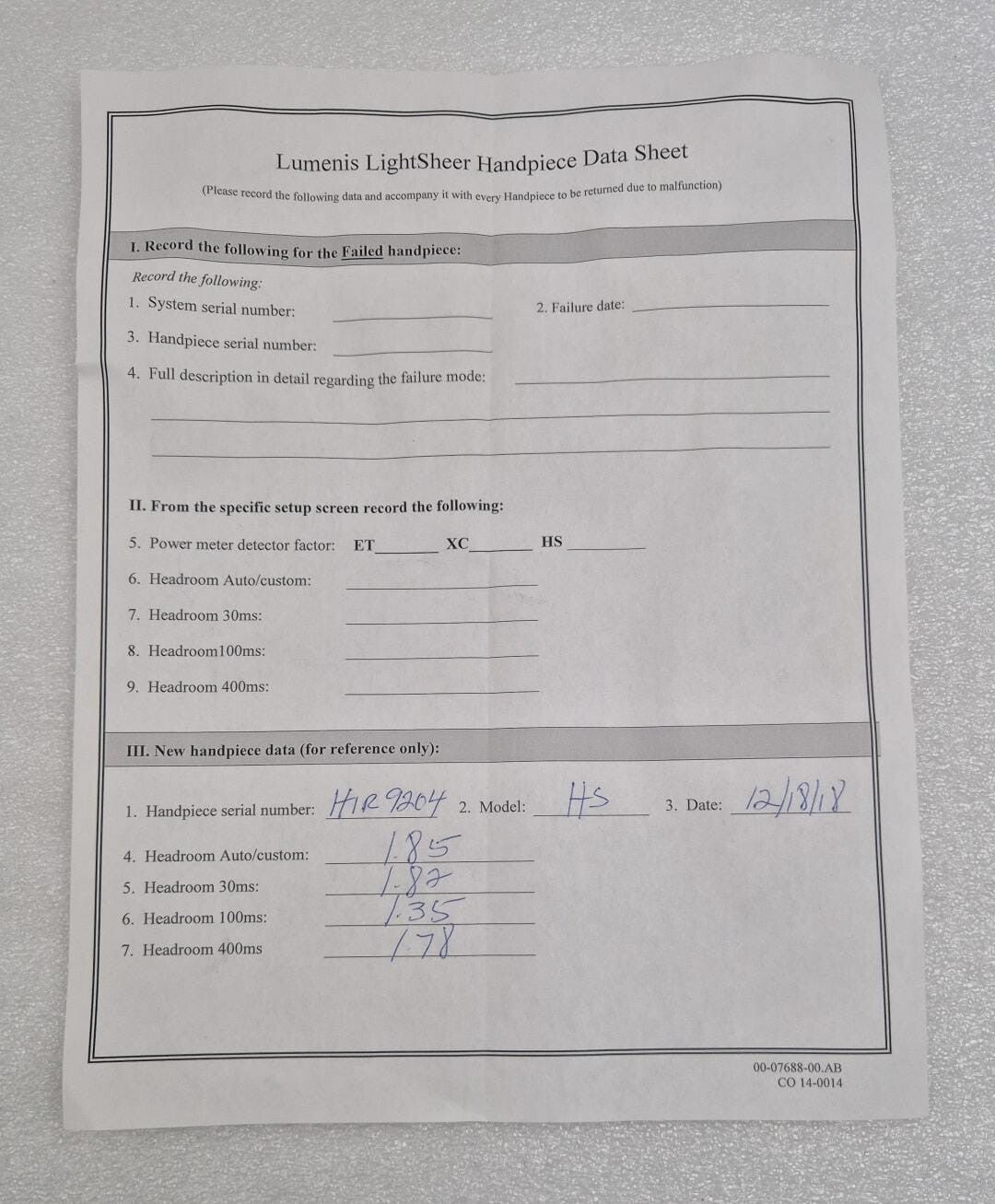 *NEW* Lumenis LightSHEER Desire HS Handpiece UG-1171020 805nm Laser Hair Removal