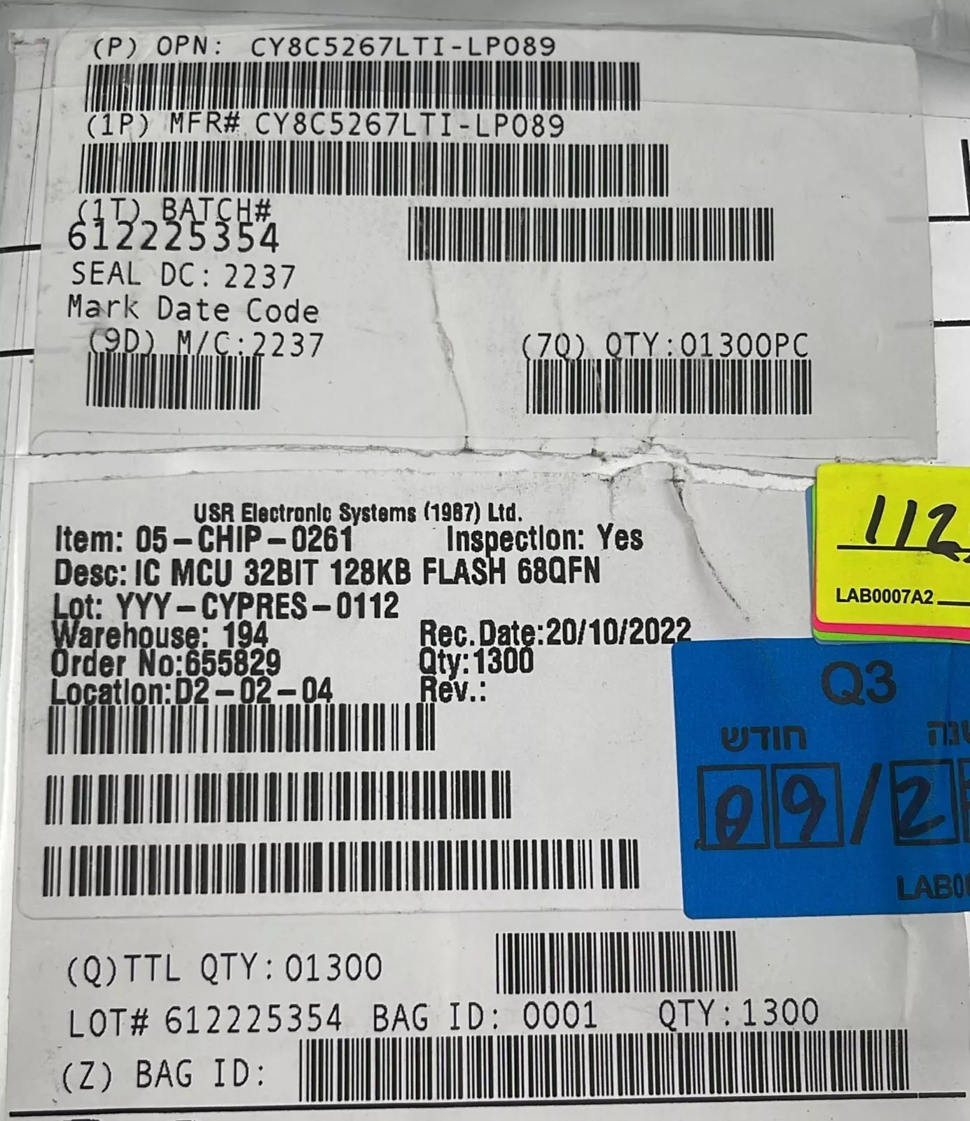 [LOT OF 4 PCS] CY8C5267LTI-LP089 Infineon Tech IC MCU 32Bit 128KB Flash 68QFN