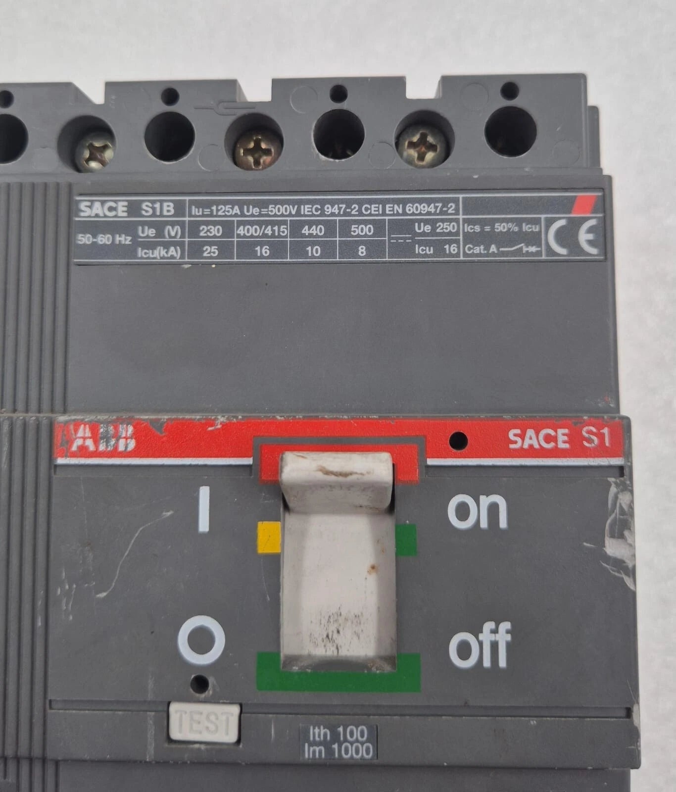 ABB SACE S1 S1B 125A 500VAC 250V DC 3P & N Circuit Breaker