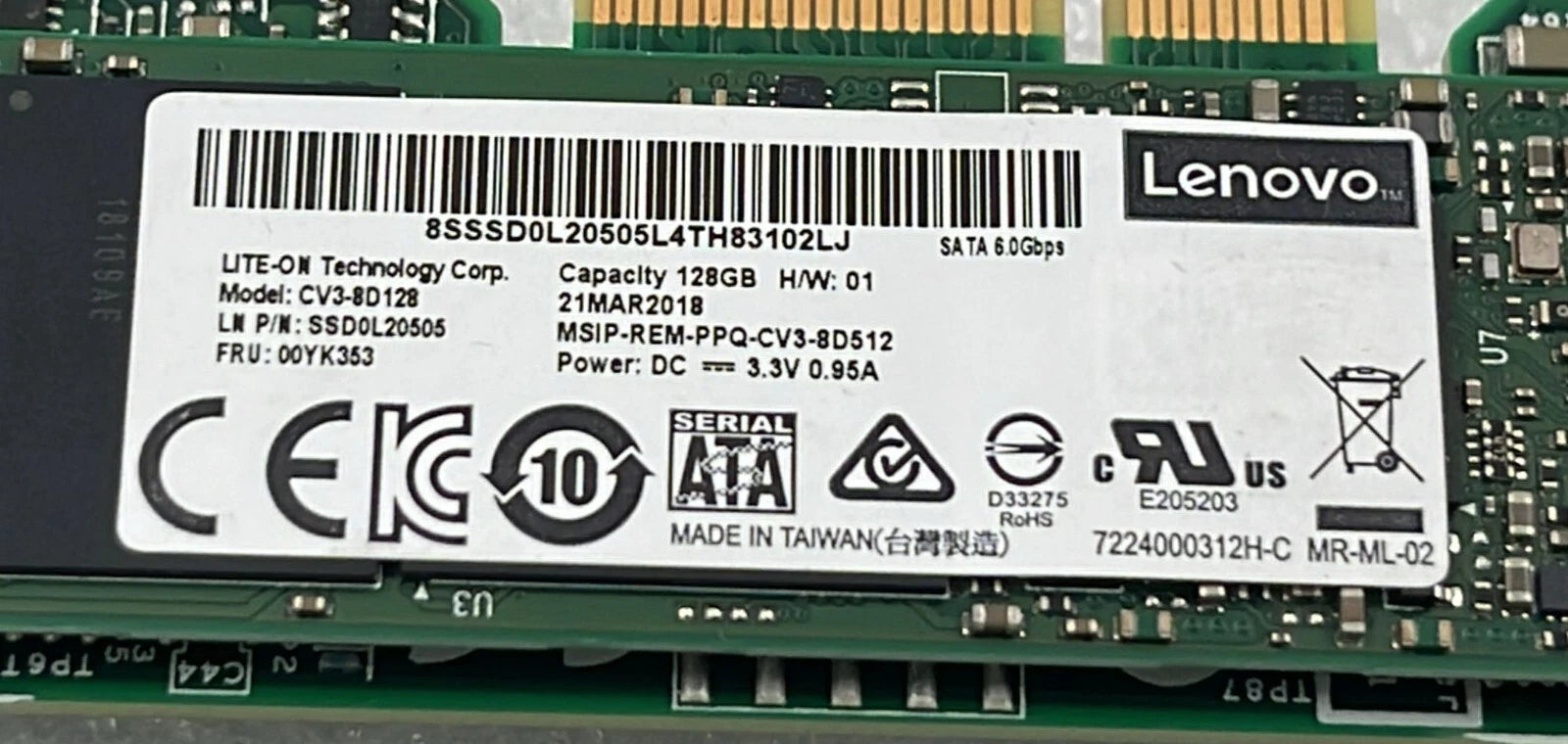 Lenovo ThinkSystem 01KN512 Dual M.2 SATA SSD 2x 128GB CV3-8D128