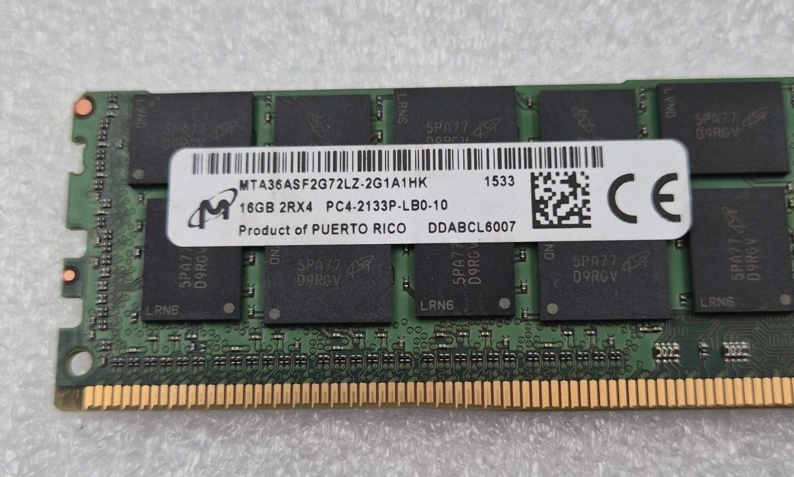 [LOT 8] Micron 16GB 2RX4 PC4-2133P MTA36ASF2G72LZ-2G1A1HK Memory RAM 752371-081