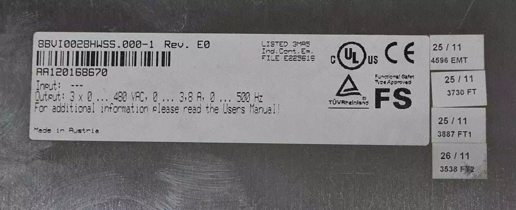 B&R Acopos SafeMC I0028SS 8BVI0028HWSS.000-1 Multi Inverter Servo Drive