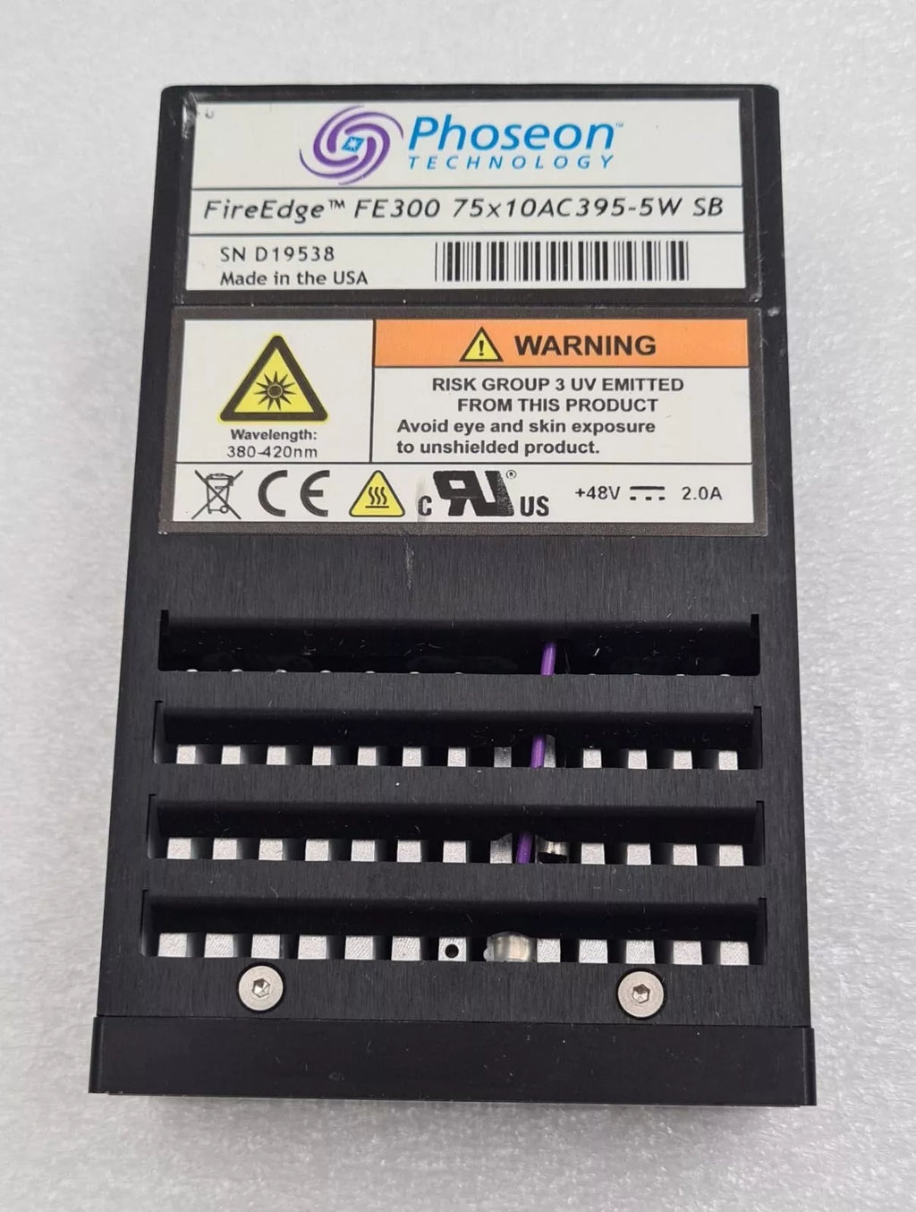 Phoseon Technology FireEdge FE300 75x10AC395-5W SB UV LED Light 48V 2A 380-420nm
