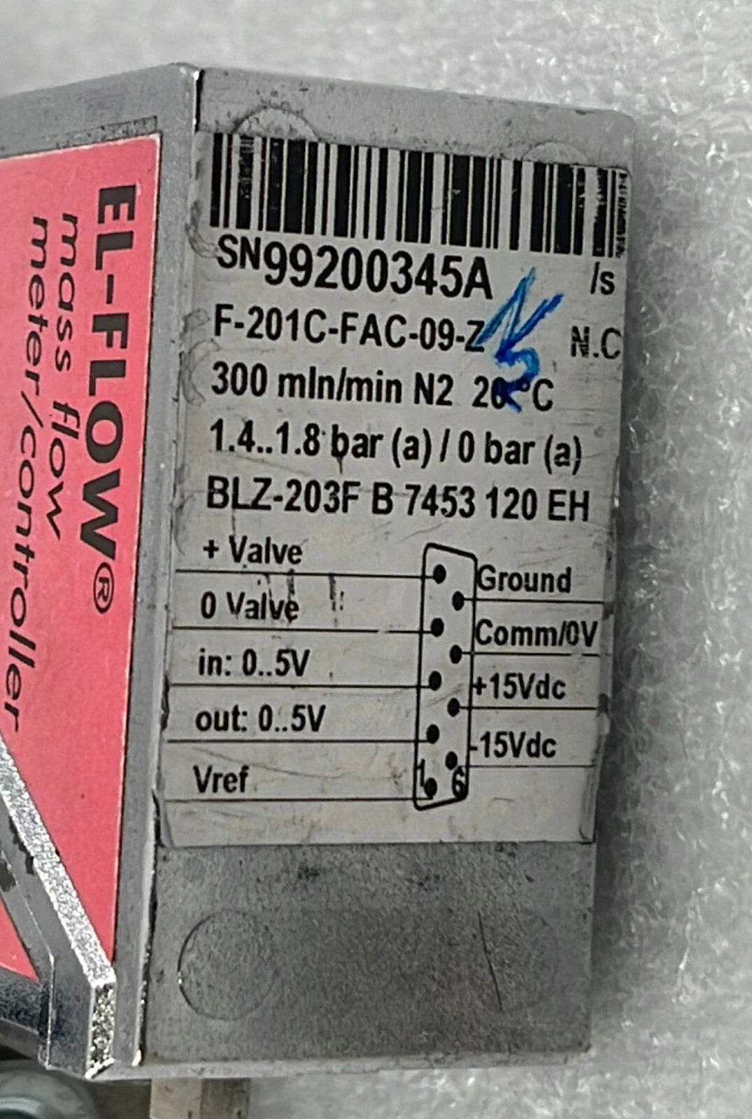 BronkHorst EL-FLOW F-201C-FAC-09-Z Mass Flow Meter Controller 1.4-1.8bar