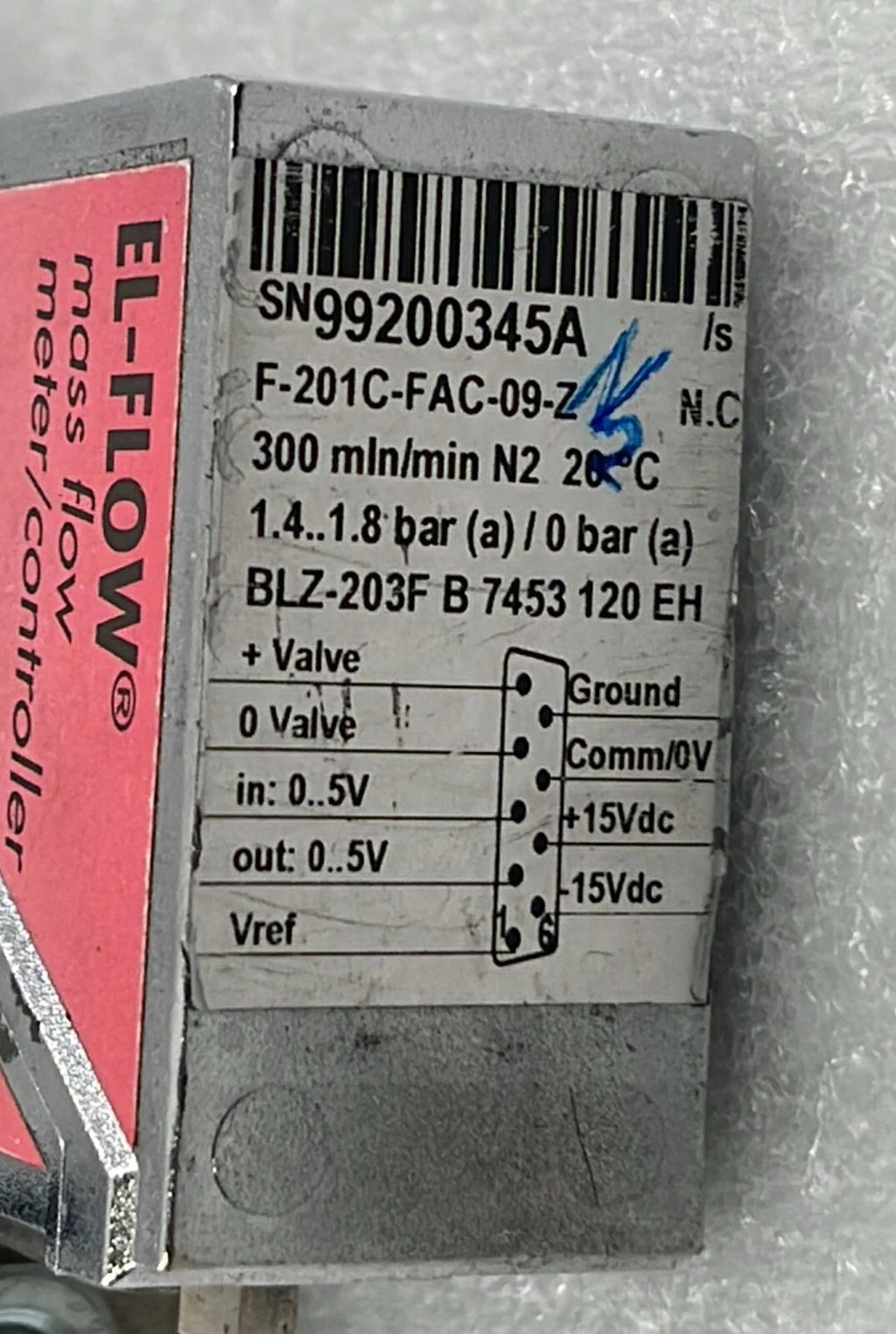 BronkHorst EL-FLOW F-201C-FAC-09-Z Mass Flow Meter Controller 1.4-1.8bar
