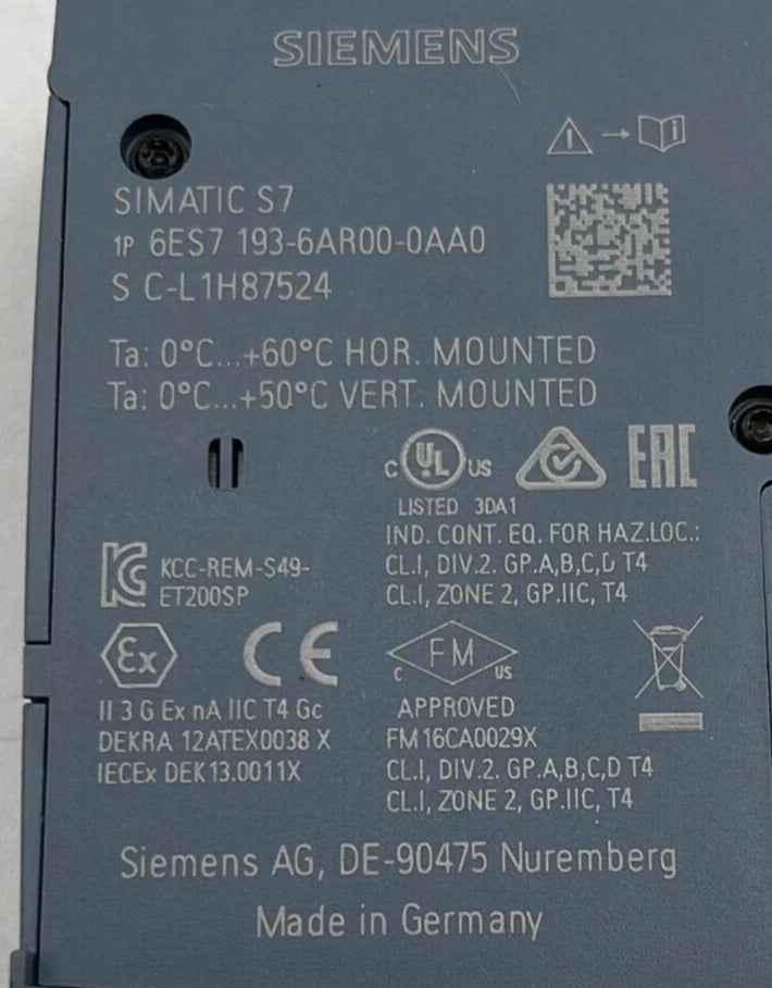 [LOT OF 3] Siemens SIMATIC ET200SP 6ES7 193-6AR00-0AA0 Bus adapter