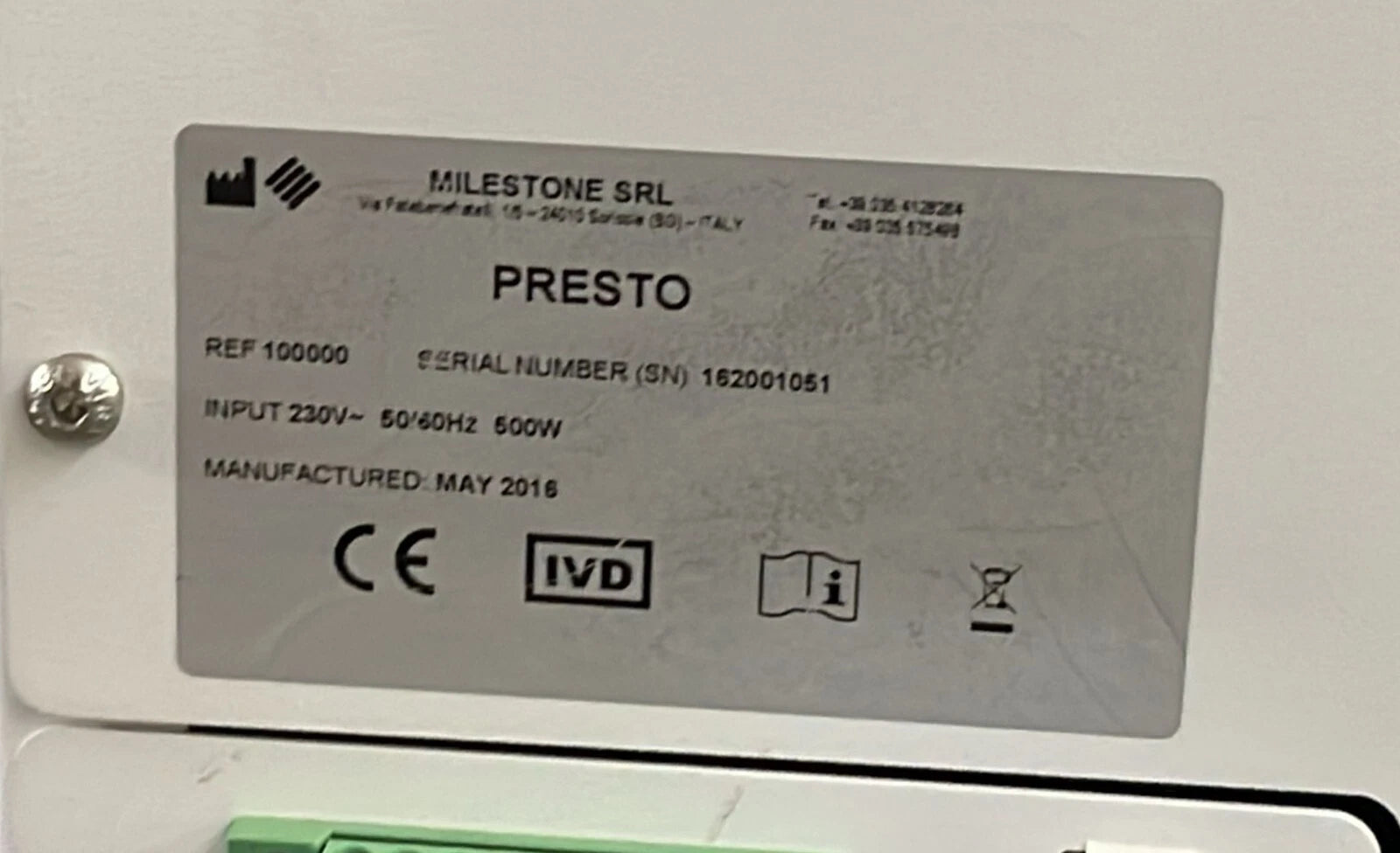 Milestone Medical PRESTO Automatic Processor Stainer for Frozen Sections **AS IS