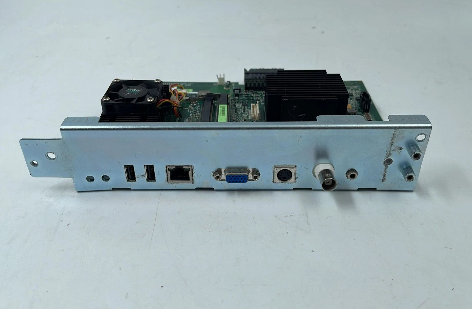 Kontron 801-138 771-119-D0 embedded industrial control board with heatsink and I/O ports