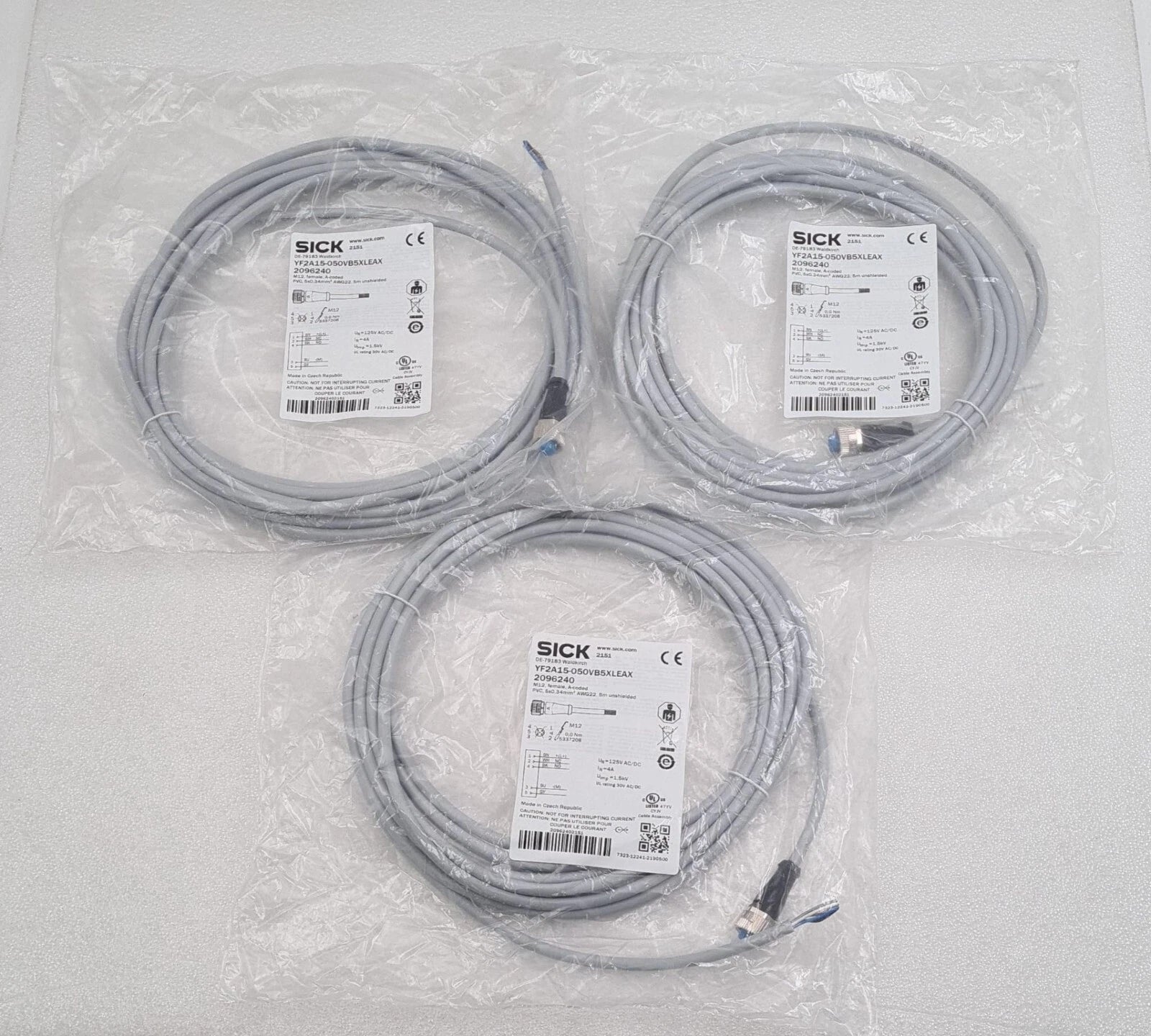 [LOT 3] NEW SEALED - SICK YF2A15-050VB5XLEAX 2096240 Connecting Sensor Cable 5m