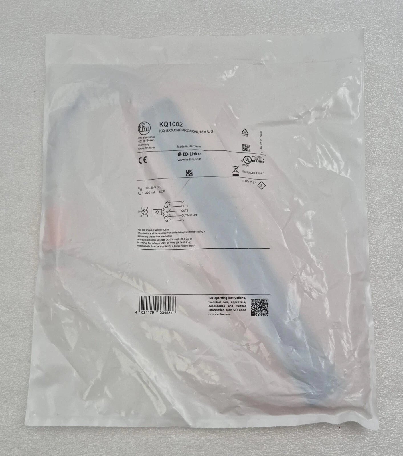 NEW SEALED IFM KQ1002 Continuous level sensor KQ-5XXXNFPKG/IO/0,15M/US IO-Link