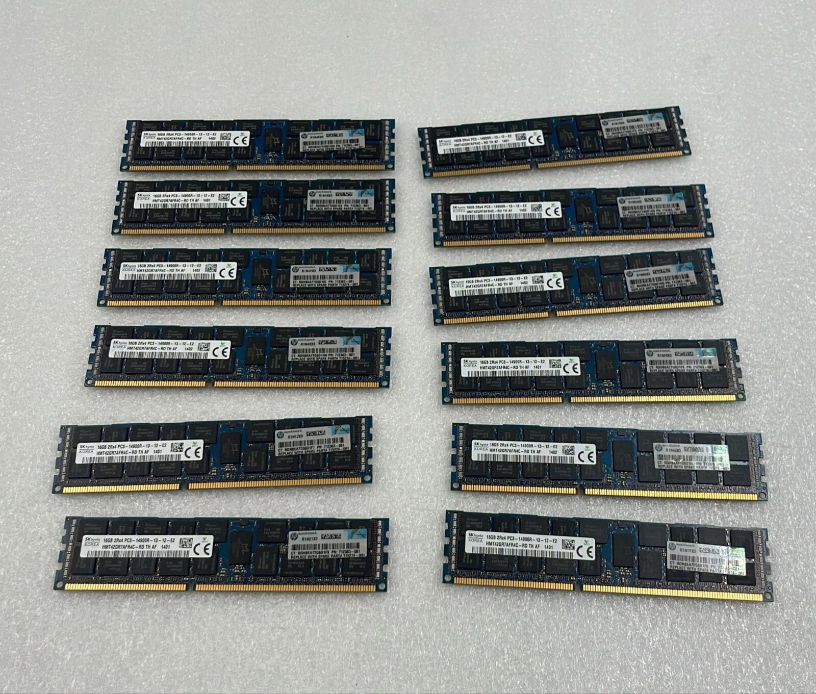 [LOT 12 PCS] SK Hynix 16GB 2Rx4 PC3-14900R HMT42GR7AFR4C-RD SERVER MEMORY RAM