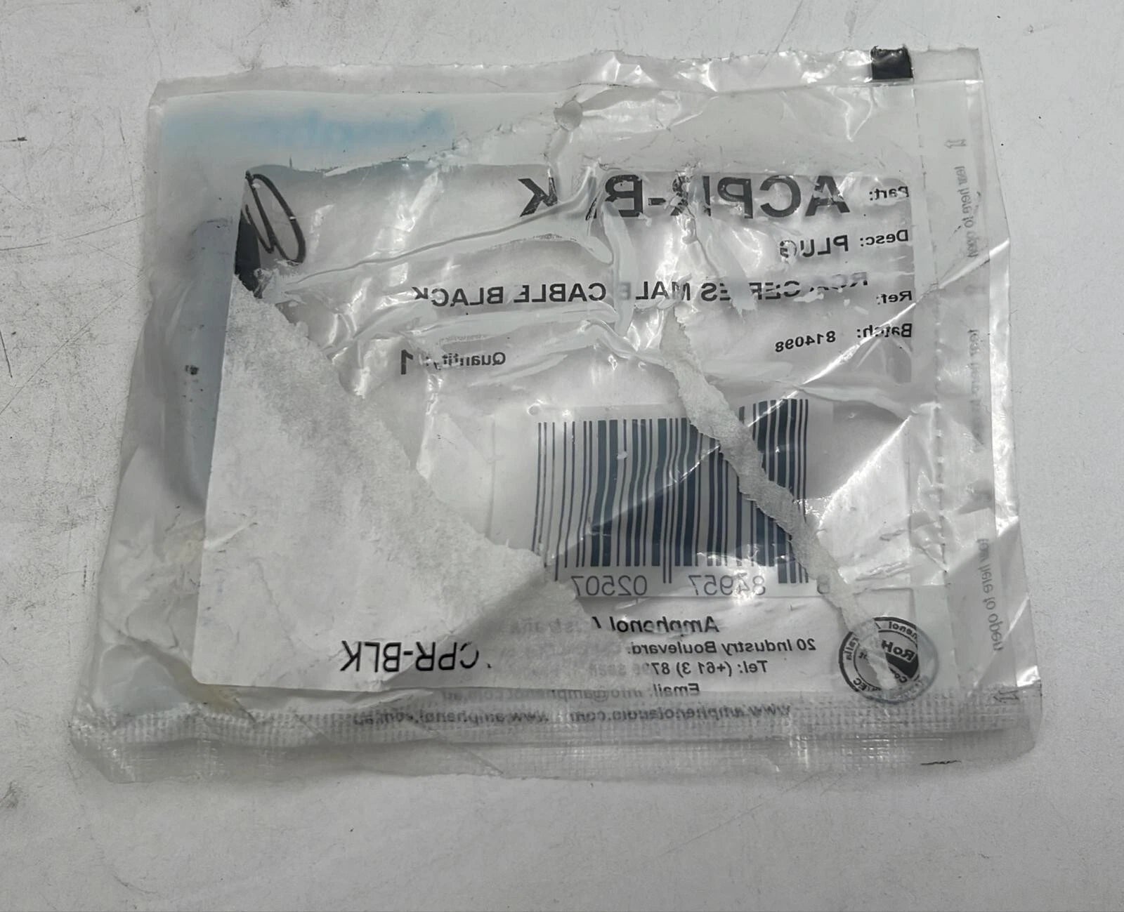 Amphenol ACPR-BLK RCA male connector sealed in original Amphenol packaging