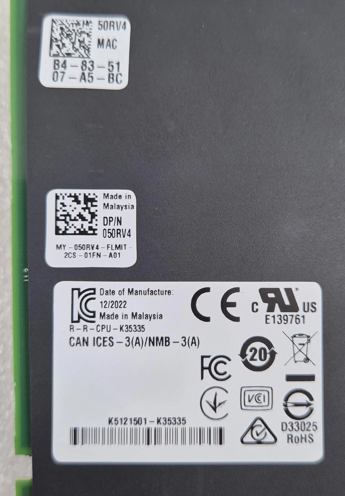 Dell 50RV4 4-Port 10GbE 10GBASE-T 050RV4 OCP 3.0 RJ45 PulseJack JT14-1010HL