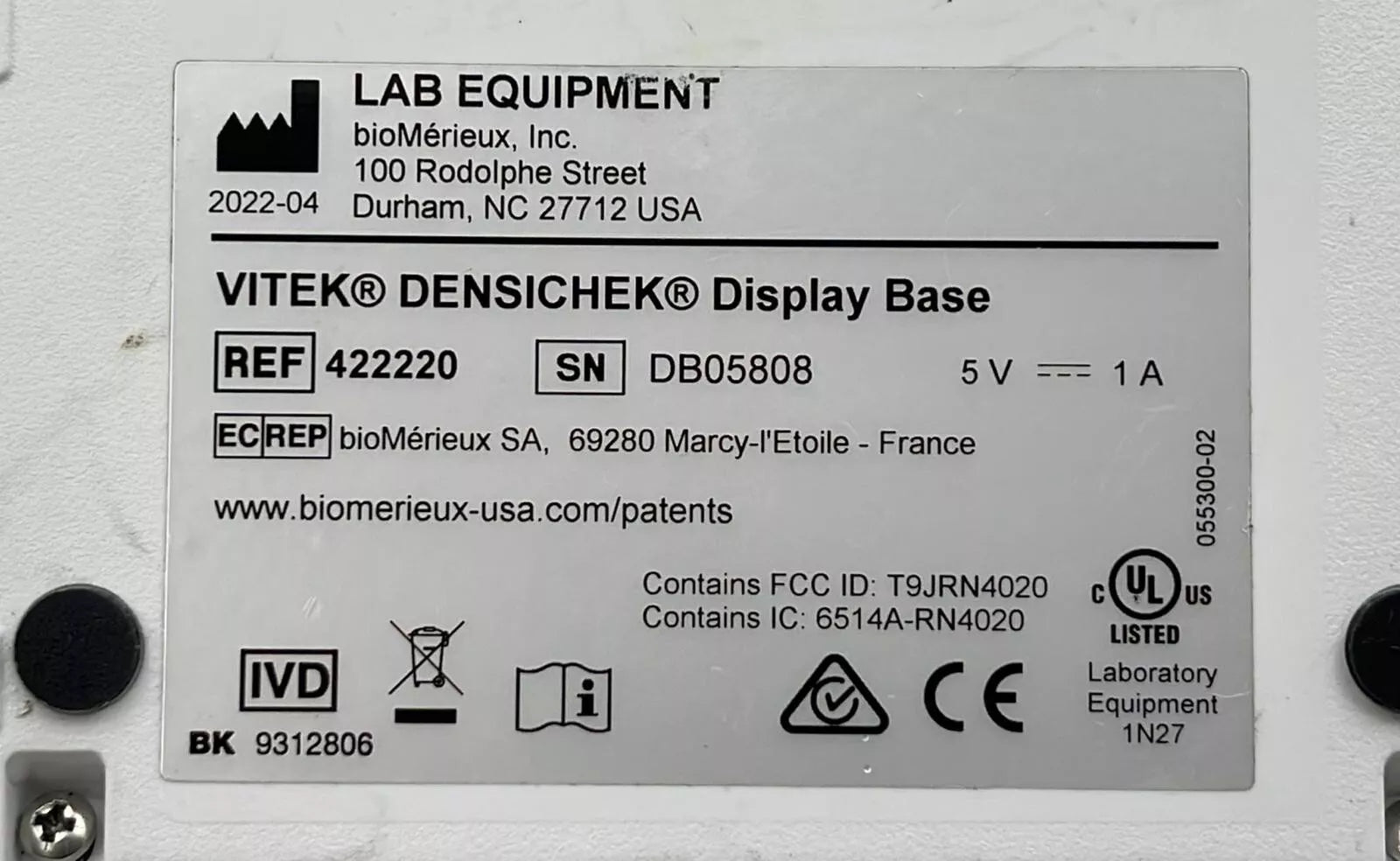 BIOMERIEUX VITEK DENSICHEK 422220 Display Base **AS IS