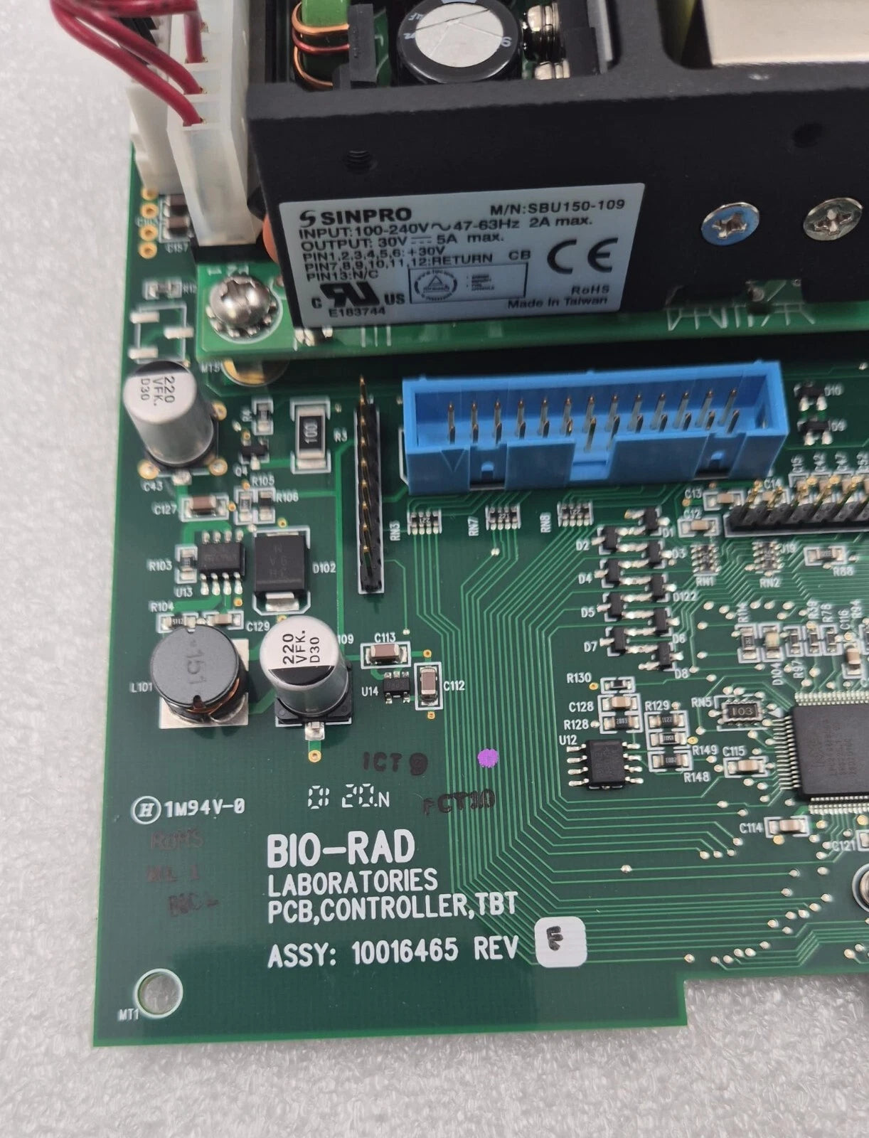 BIO-RAD PCB CONTROLLER TBT 10016465-02 W/ SINPRO SBU150-109 for CFX96