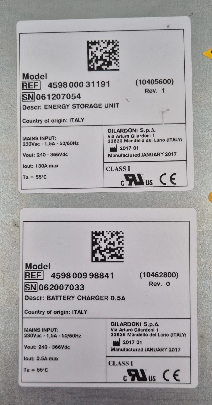 GILARDONI Energy Storage Unit 459800031191 Battery Charger 0.5A 459800098841