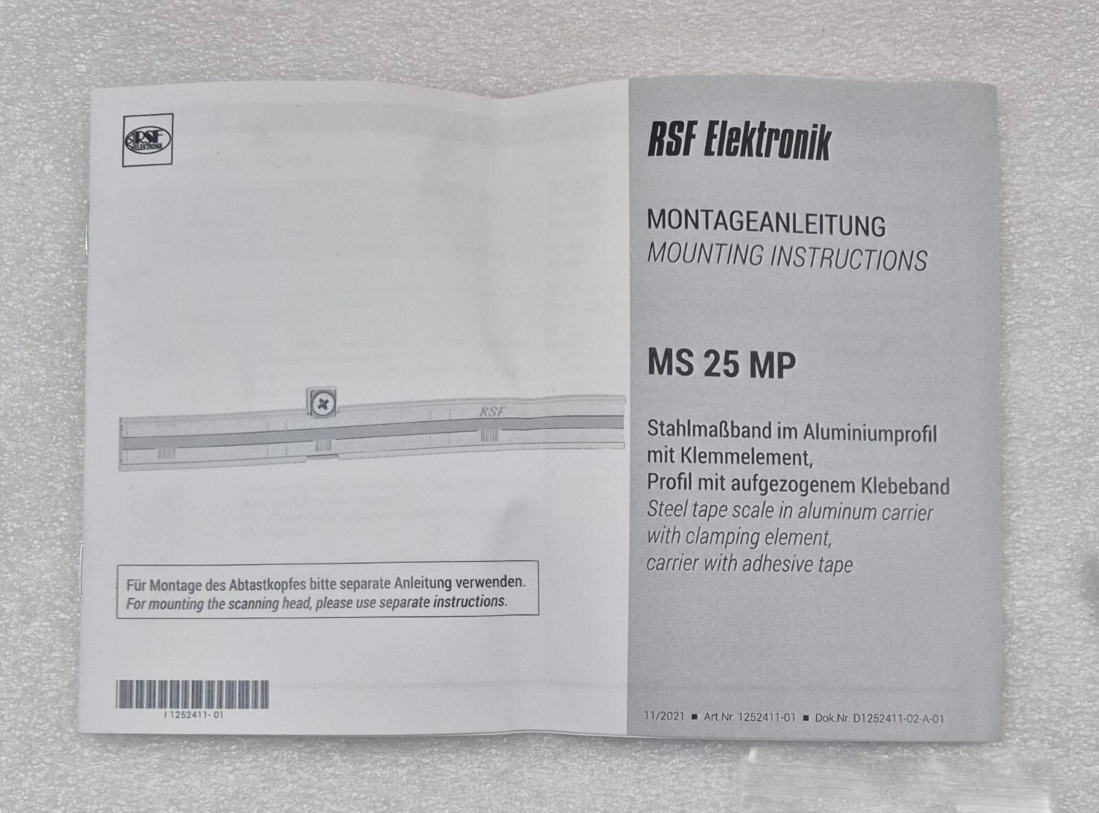 NEW - RSF Elektronik MS 2x.xS MP 1815mm 6V Linear Encoder Scale Actuator Stage