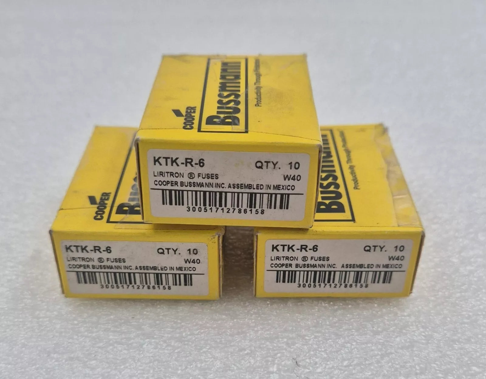 [LOT 3 BOX] NEW - COOPER Bussmann BUSS KTK-R-6 LIRITRON FUSE / 3* QTY. 10