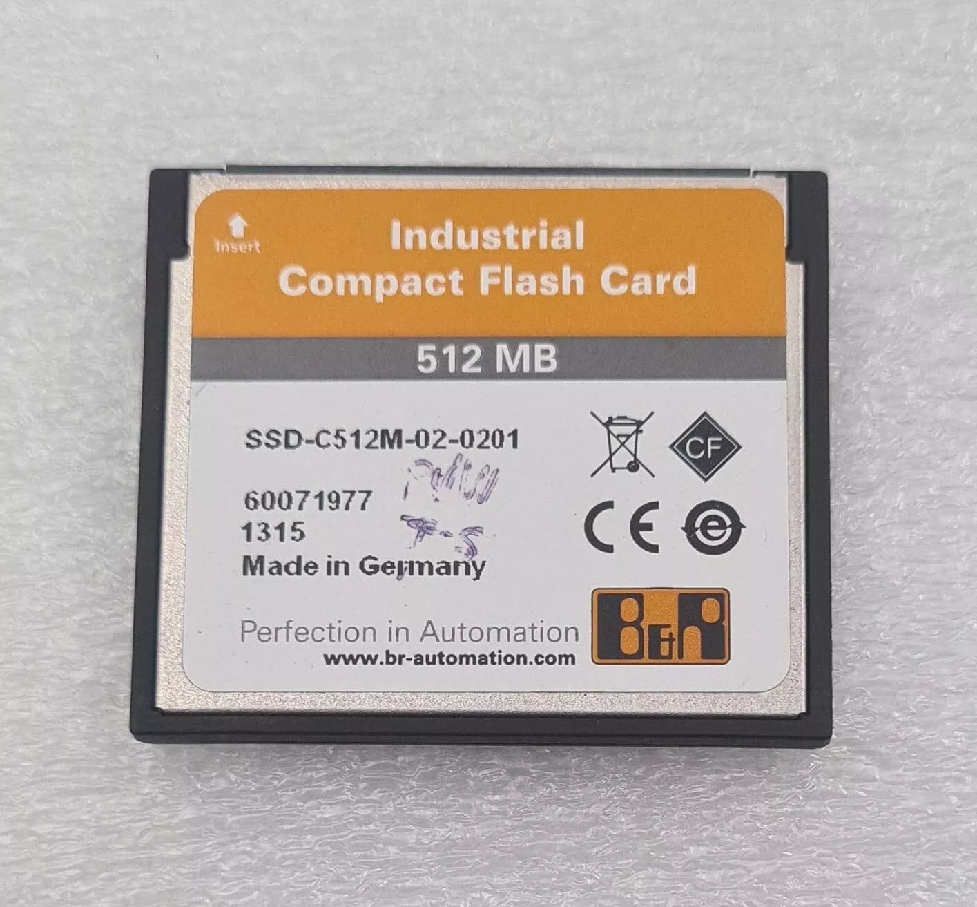 B&R 5CFCRD.0512-06 Rev. E0 Industrial Compact Flash Card 512MB SSD-C512M-02-0201