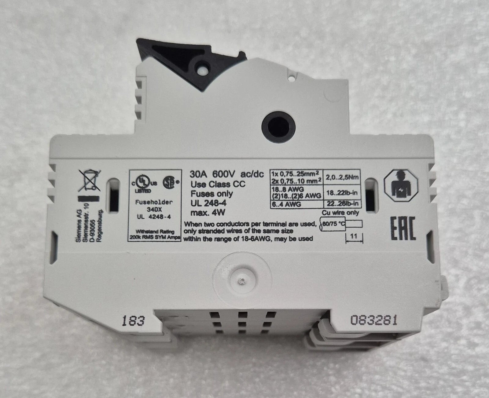 [4 PCS PACK] NEW - SIEMENS 3NW7 533-0HG 5330HG 30A 600V AC/DC Fuse Holder