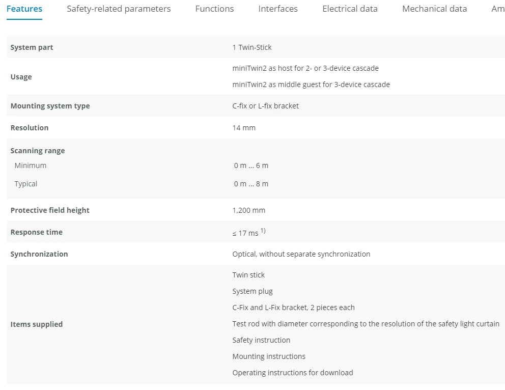 NEW - SICK miniTwin2 C2MT-12014BBC04FE0 1207884 Safety Light Curtains Sensor