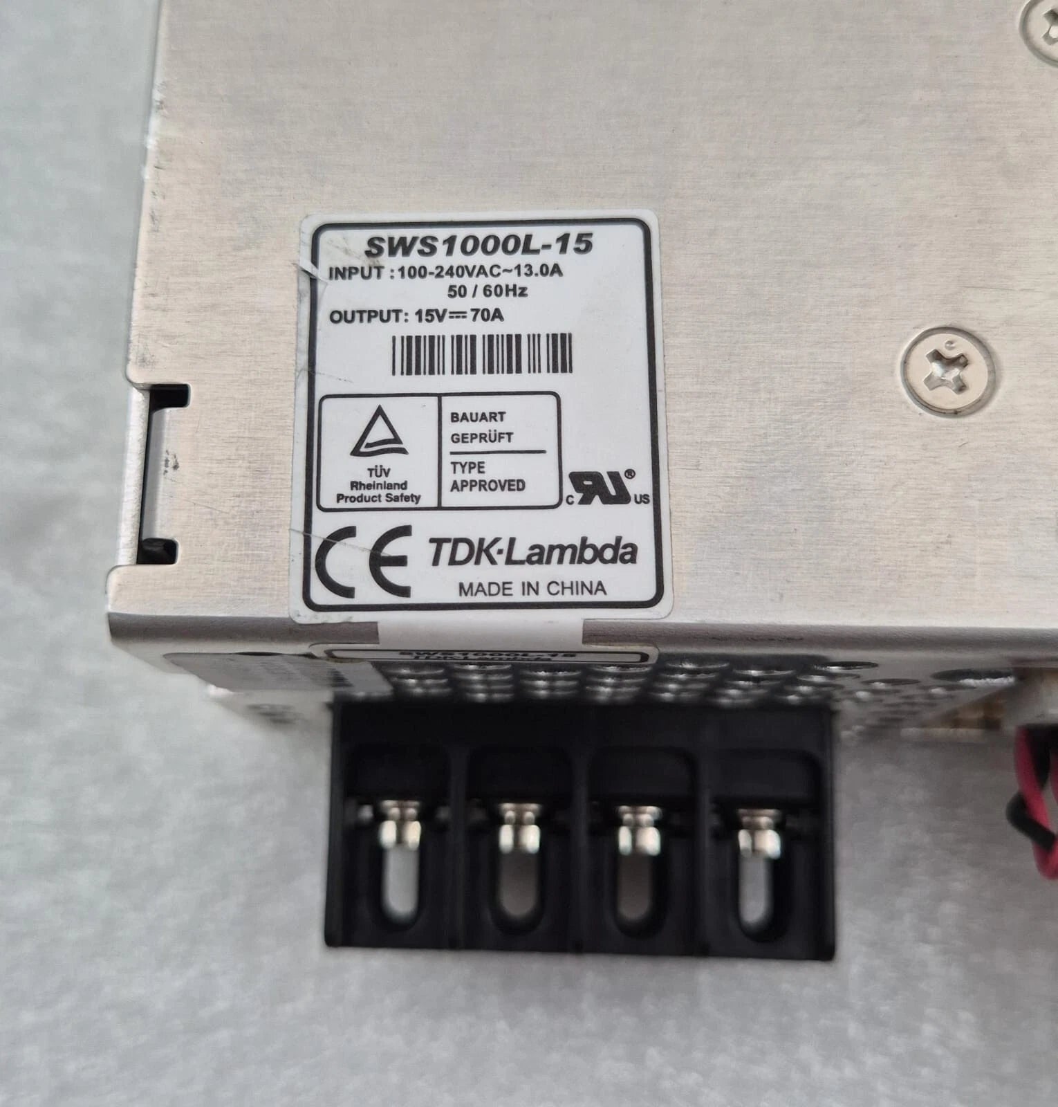 TDK Lambda SWS1000L-15 EHFP Power Supply 100-240VAC 13.0A