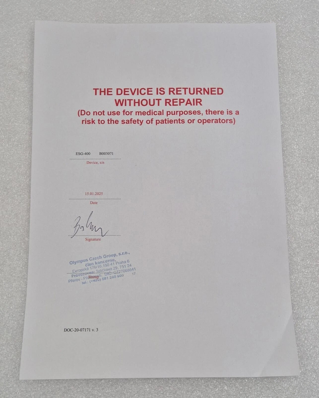 OLYMPUS PK TECHNOLOGY ESG-400 HF GENERATOR UNIT WB91051W **FOR PARTS**